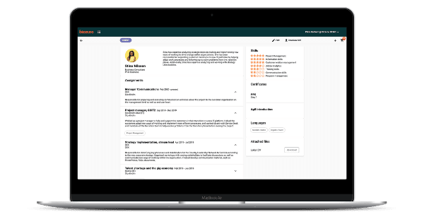 Bizzcoo Bizz Profile CV view
