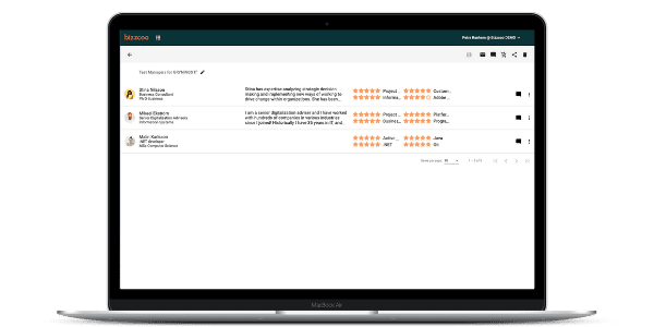 Bizzcoo Bizz Profile Subcontractor select profiles for assignment view